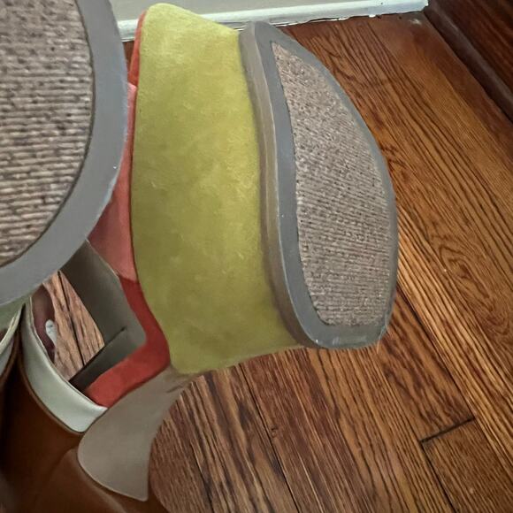 Suede Colorblock Venessa Stiletto Platform Heels Sandals Size 7.5 BackZip Boho - Picture 8 of 16